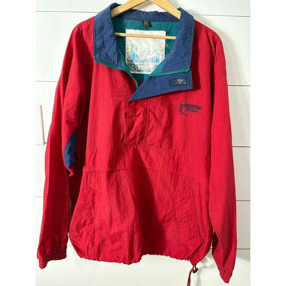 Vintage Gear For Sports Tombstone Pizza Windbreaker Pullover Jacket Mens‎ LG Red